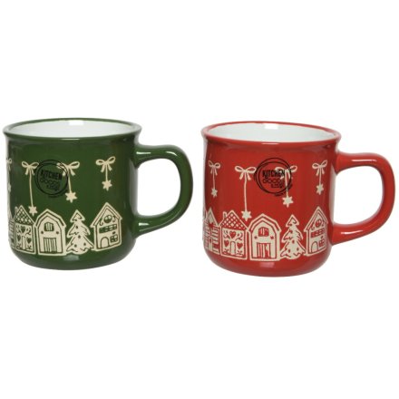 Festive Mugs - Red & Green