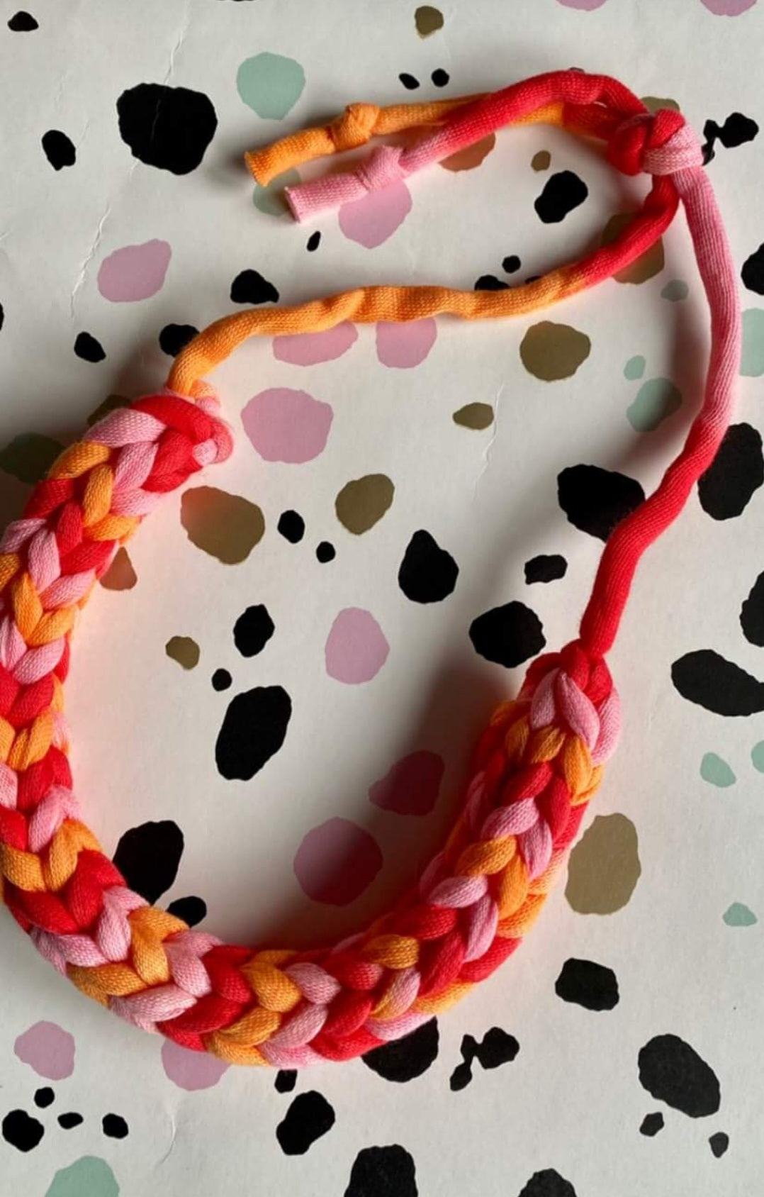 Colourful recycled yarn necklaces